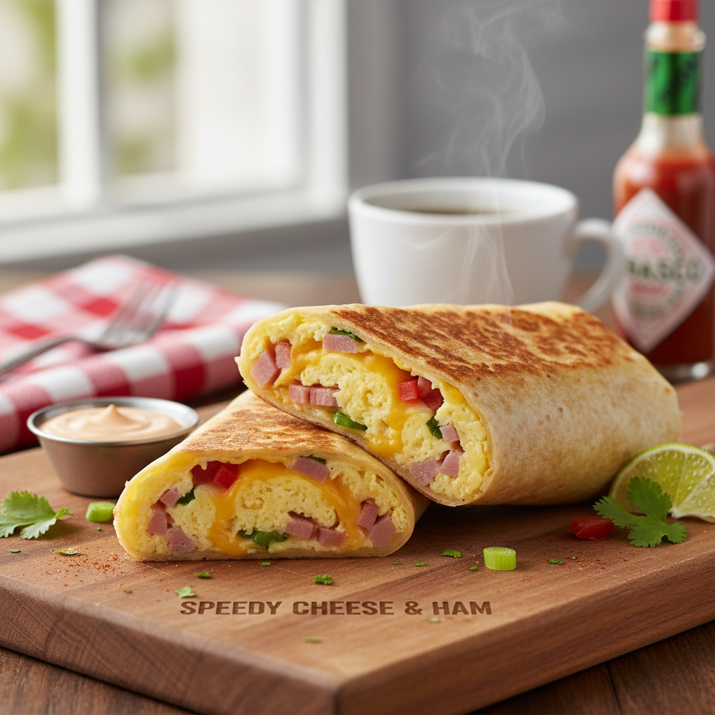 Speedy Cheese and Ham Breakfast Burrito