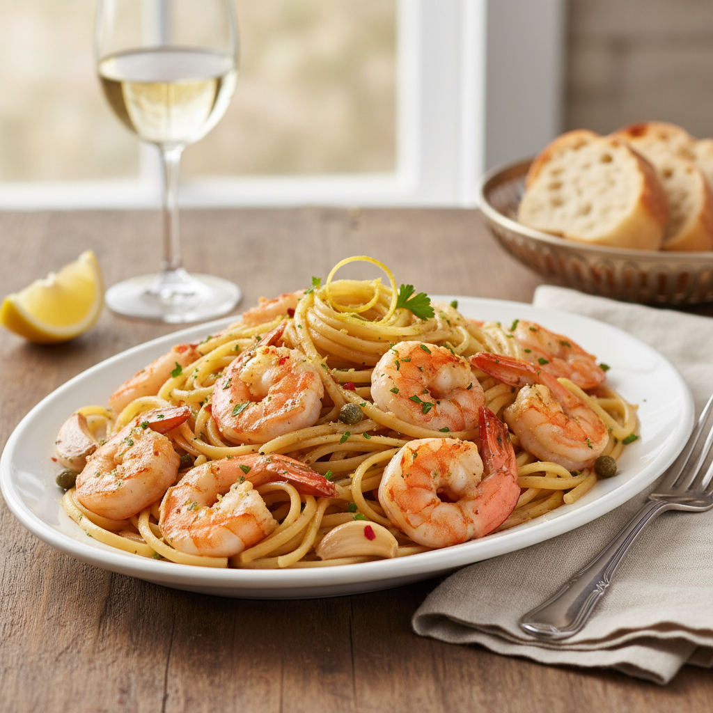 Garlic Butter Shrimp Scampi with Linguine