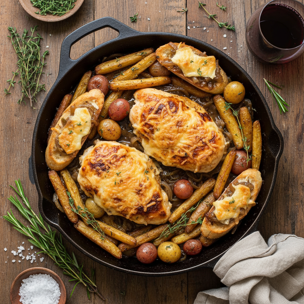 French Onion Chicken with Roasted Potatoes