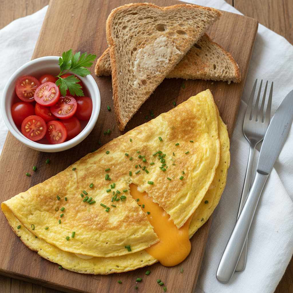 Speedy Cheese Omelette with Whole Wheat Toast