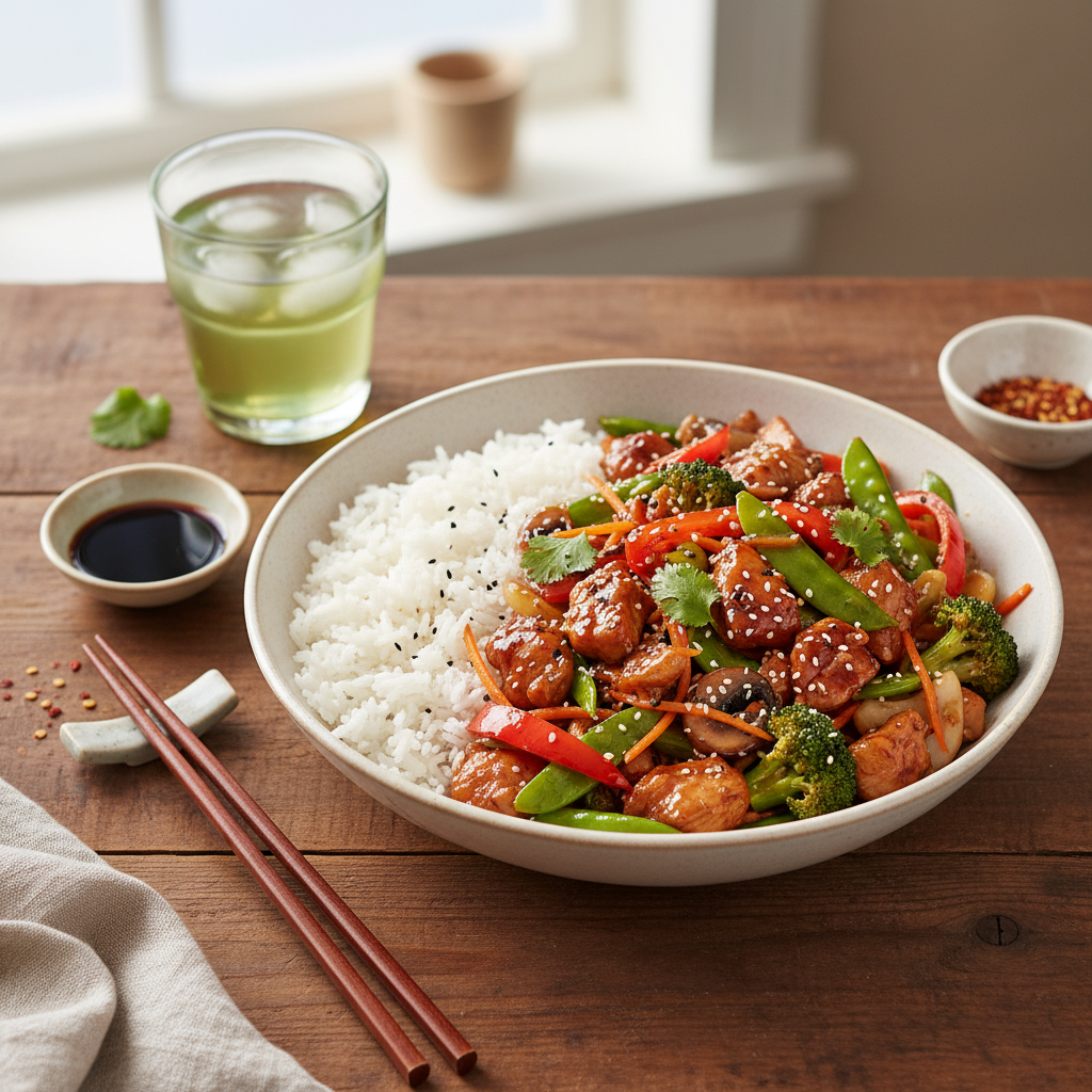 Chicken and Vegetable Stir-fry with Rice