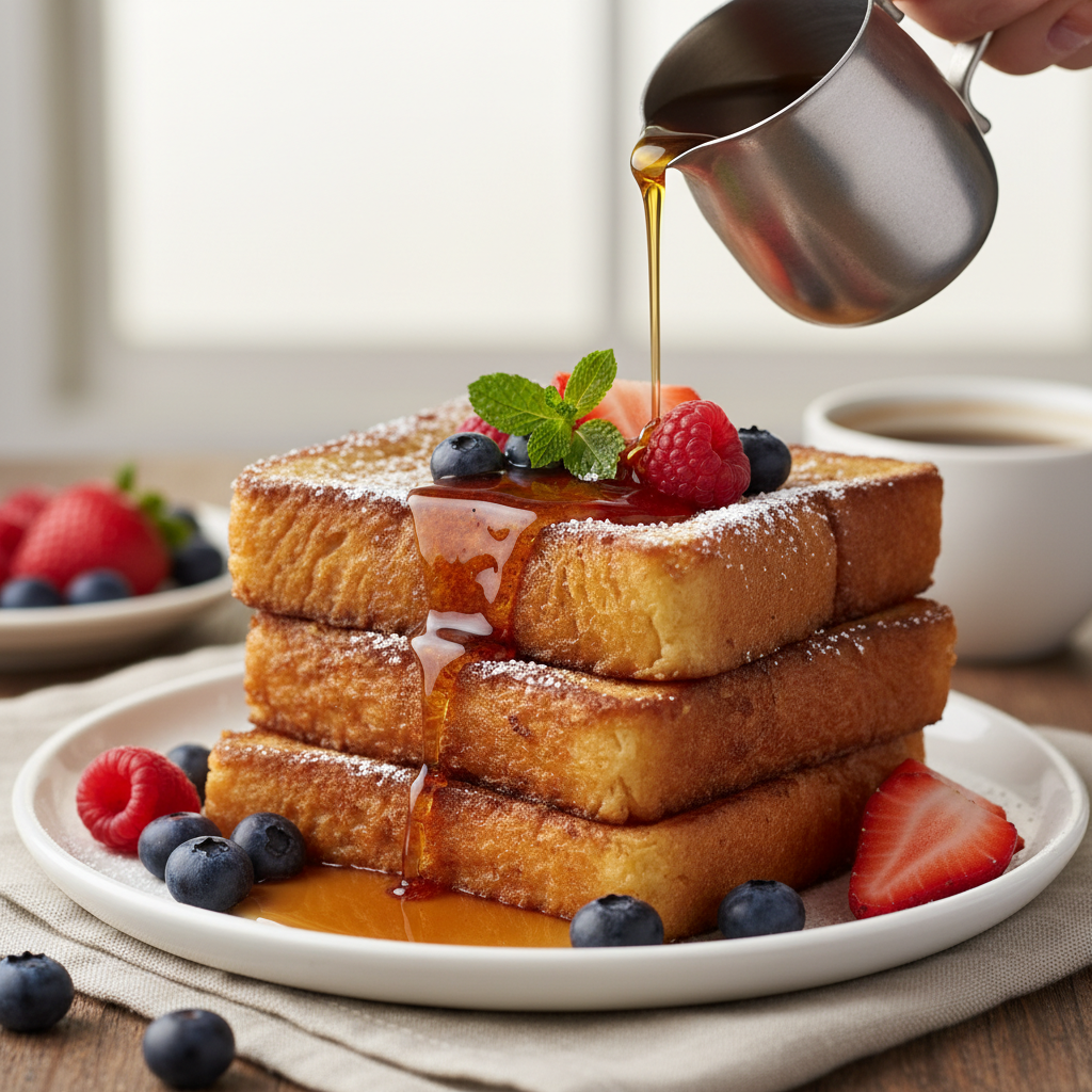 Classic French Toast with Maple Syrup and Berries