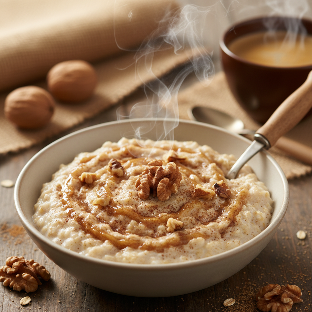 Hearty Oatmeal with Brown Sugar and Walnuts