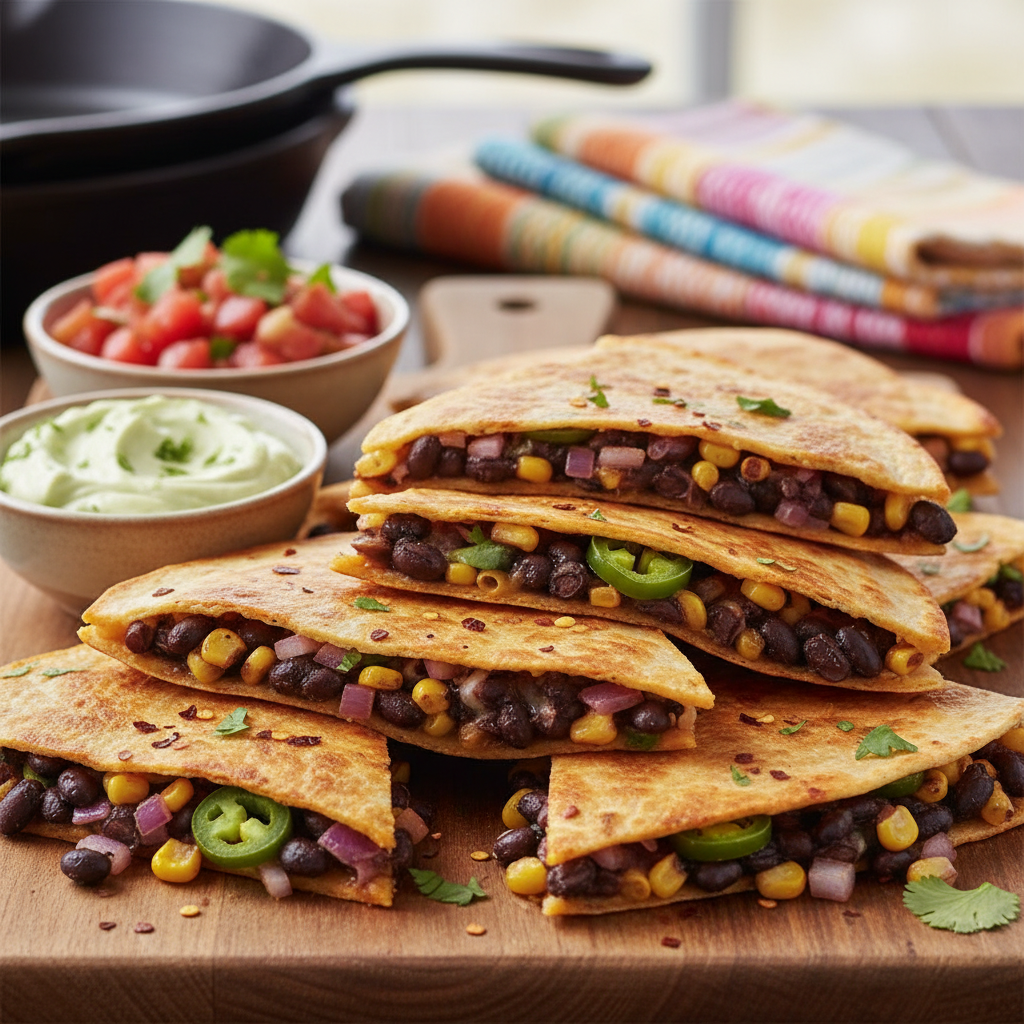 Spicy Black Bean and Corn Quesadillas