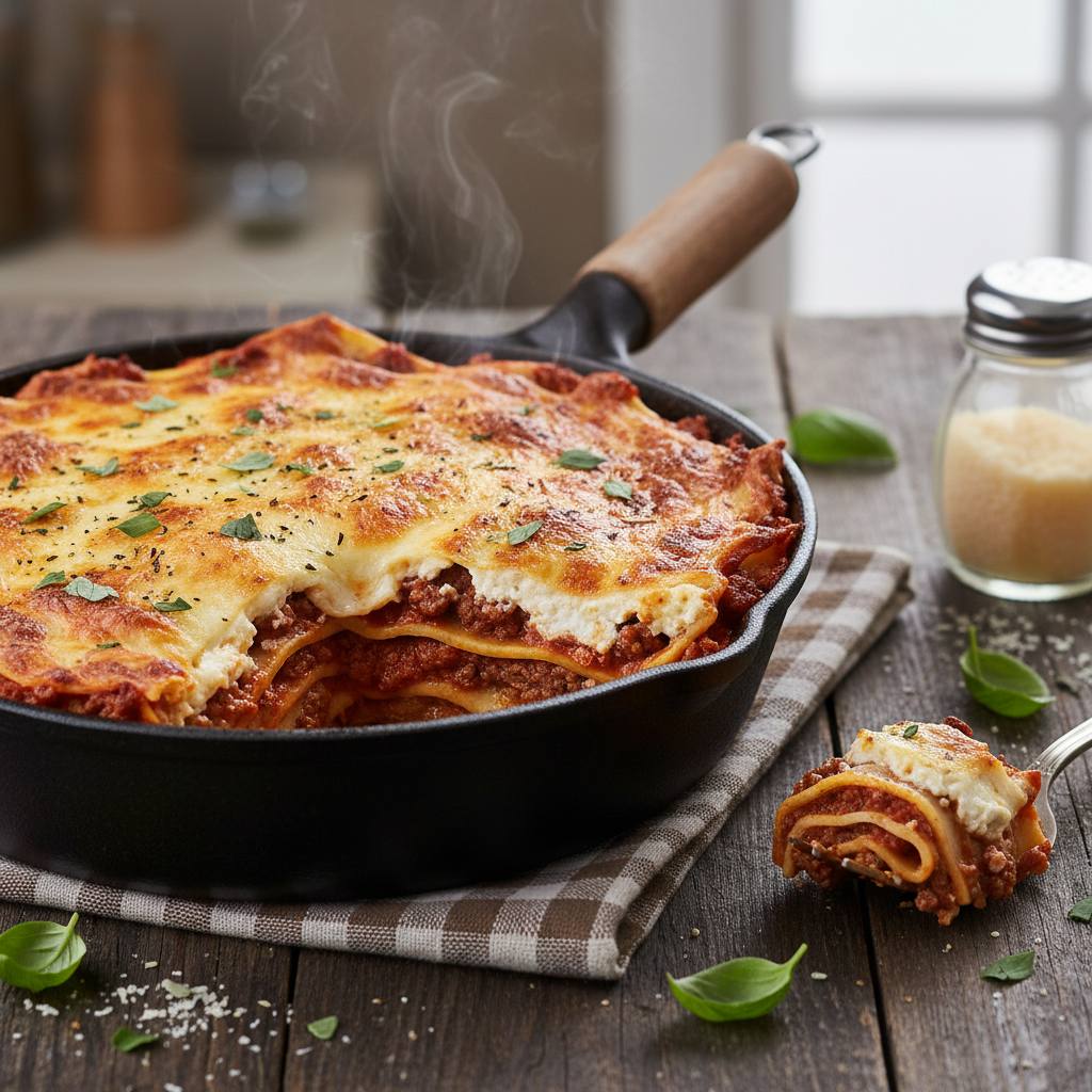 Hearty Beef Lasagna with Ricotta and Mozzarella