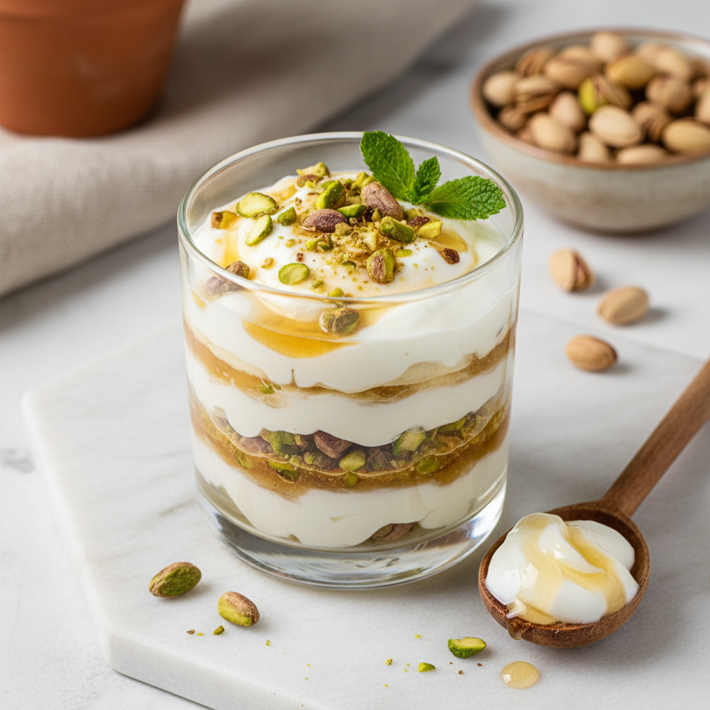 Greek Yogurt Parfait with Honey and Pistachios