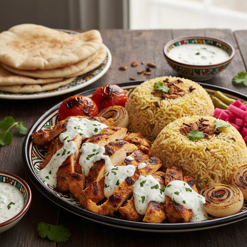 Middle Eastern Chicken Shawarma with Garlic Sauce and Rice