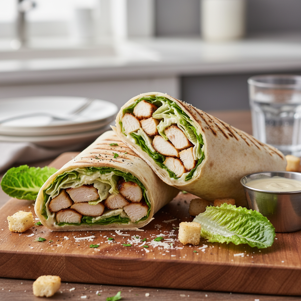 Quick Chicken Caesar Salad Wrap