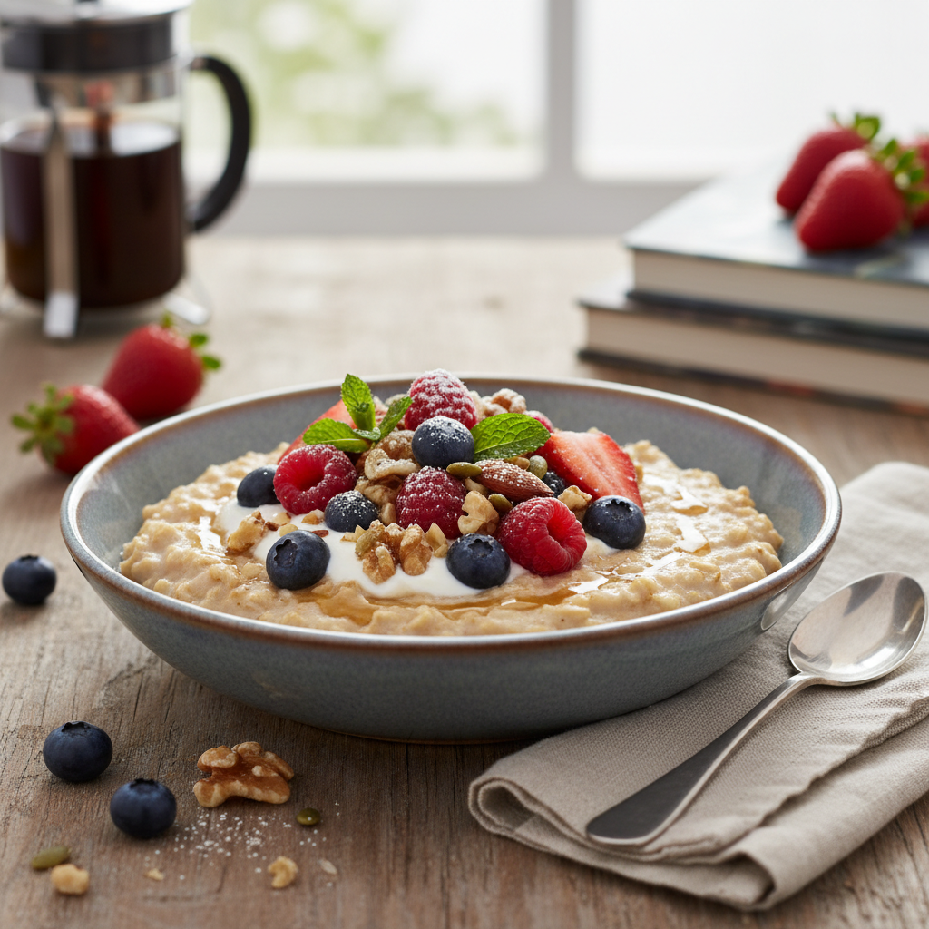 Quick Oatmeal with Berries and Nuts