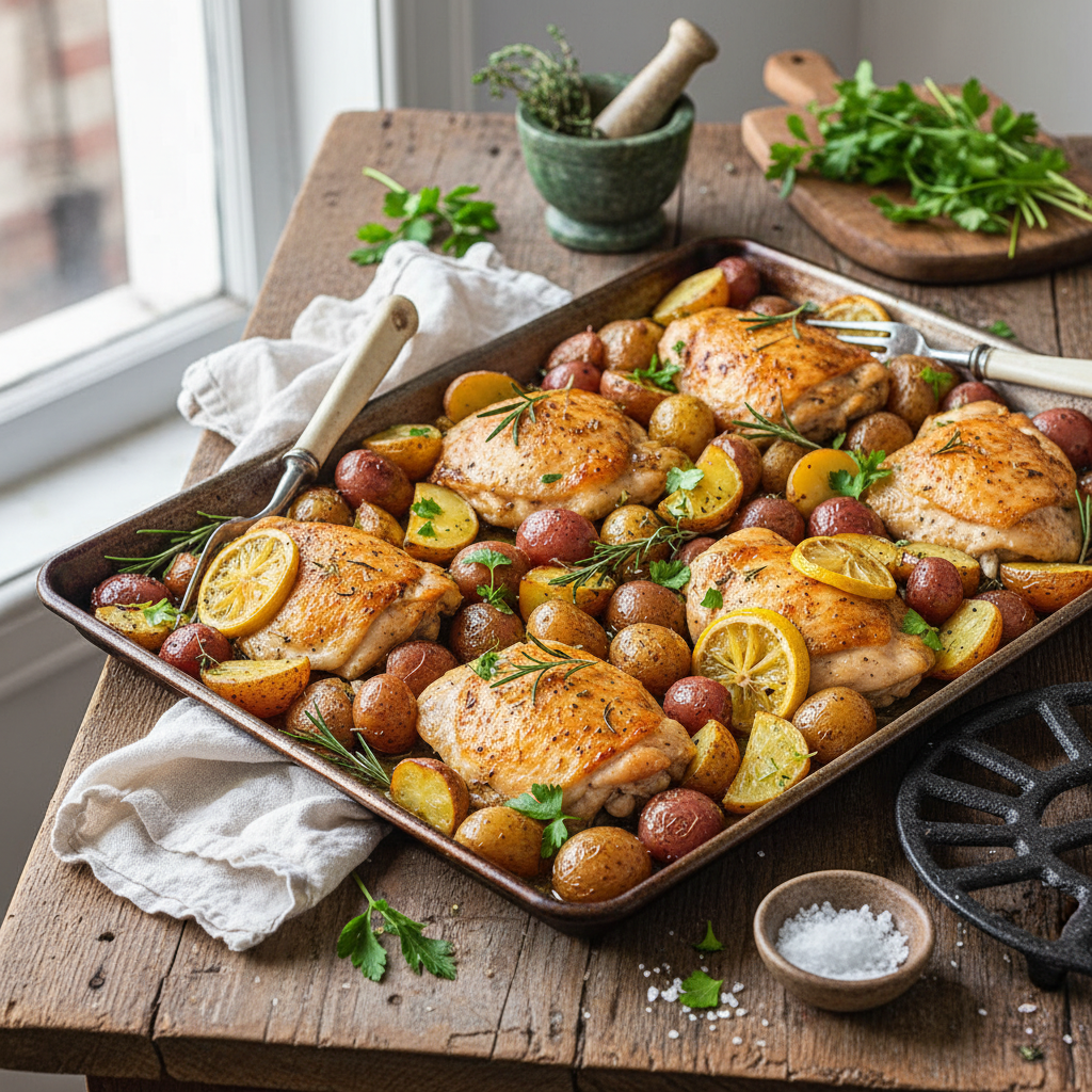 Sheet Pan Lemon Herb Chicken and Roasted Potatoes