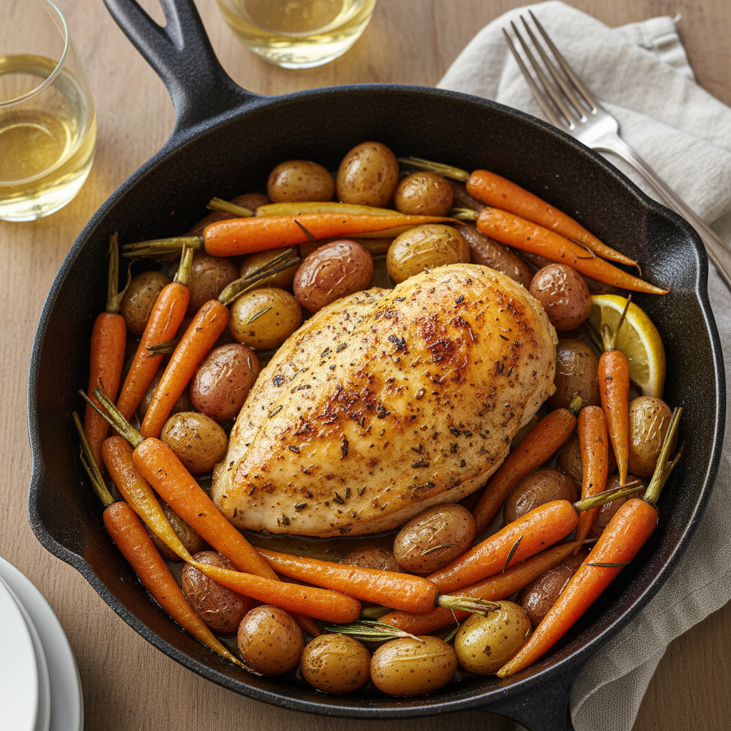 One-Pan Roasted Chicken Breast with Carrots and Potatoes