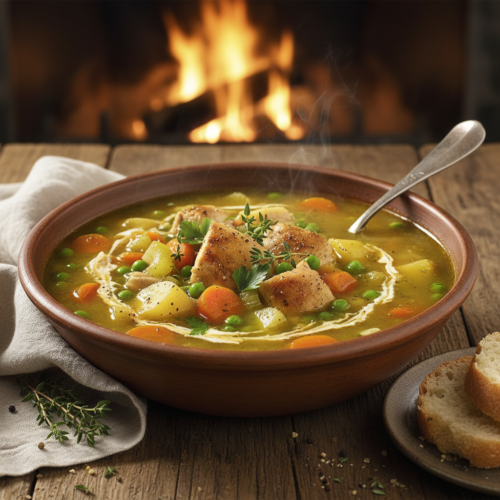 Hearty Chicken and Vegetable Soup with Potatoes and Carrots