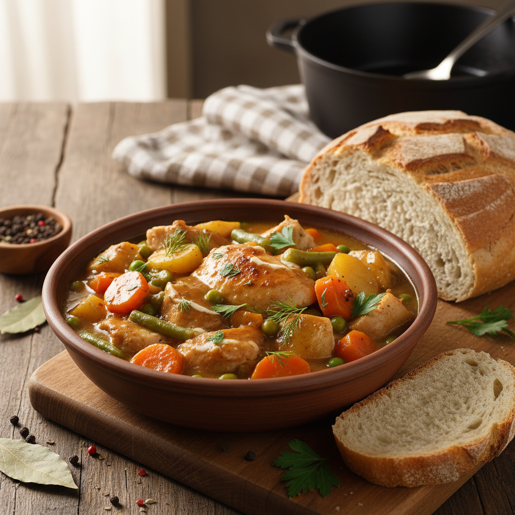 Hearty Chicken and Vegetable Stew with Potatoes and Carrots