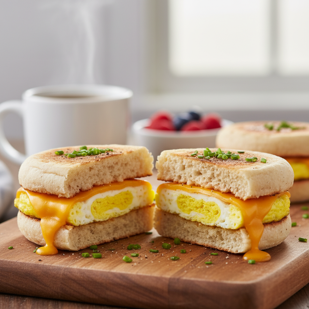 Microwave Egg and Cheese Muffin Sandwich