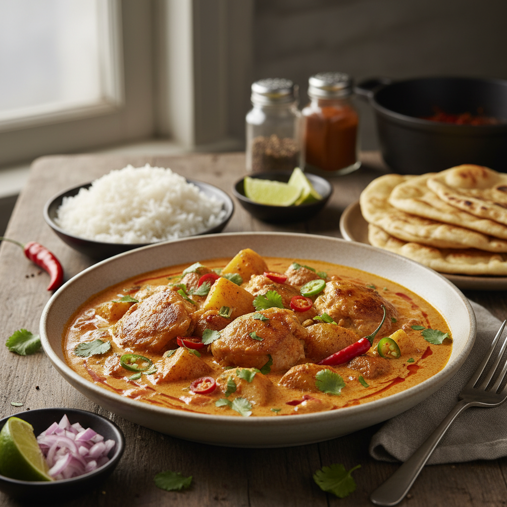 Spicy Chicken and Potato Curry with Coconut Milk and Tomatoes