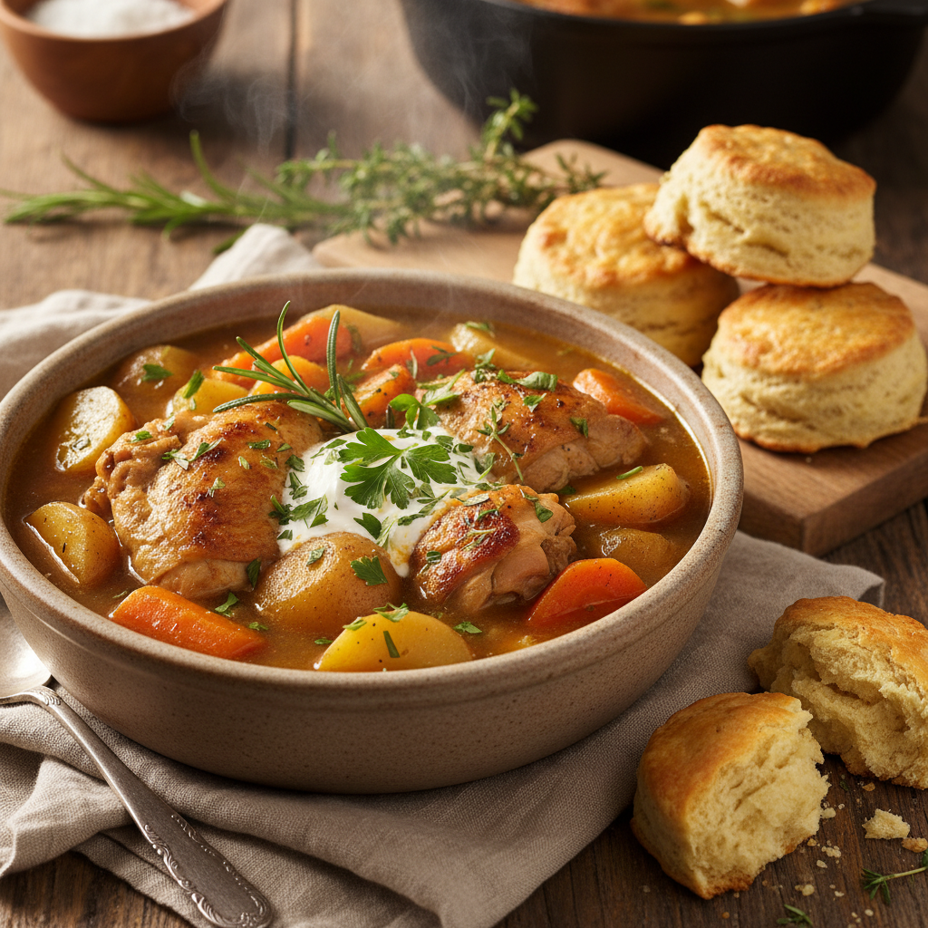 Hearty Chicken and Potato Stew with Carrots and Herbs