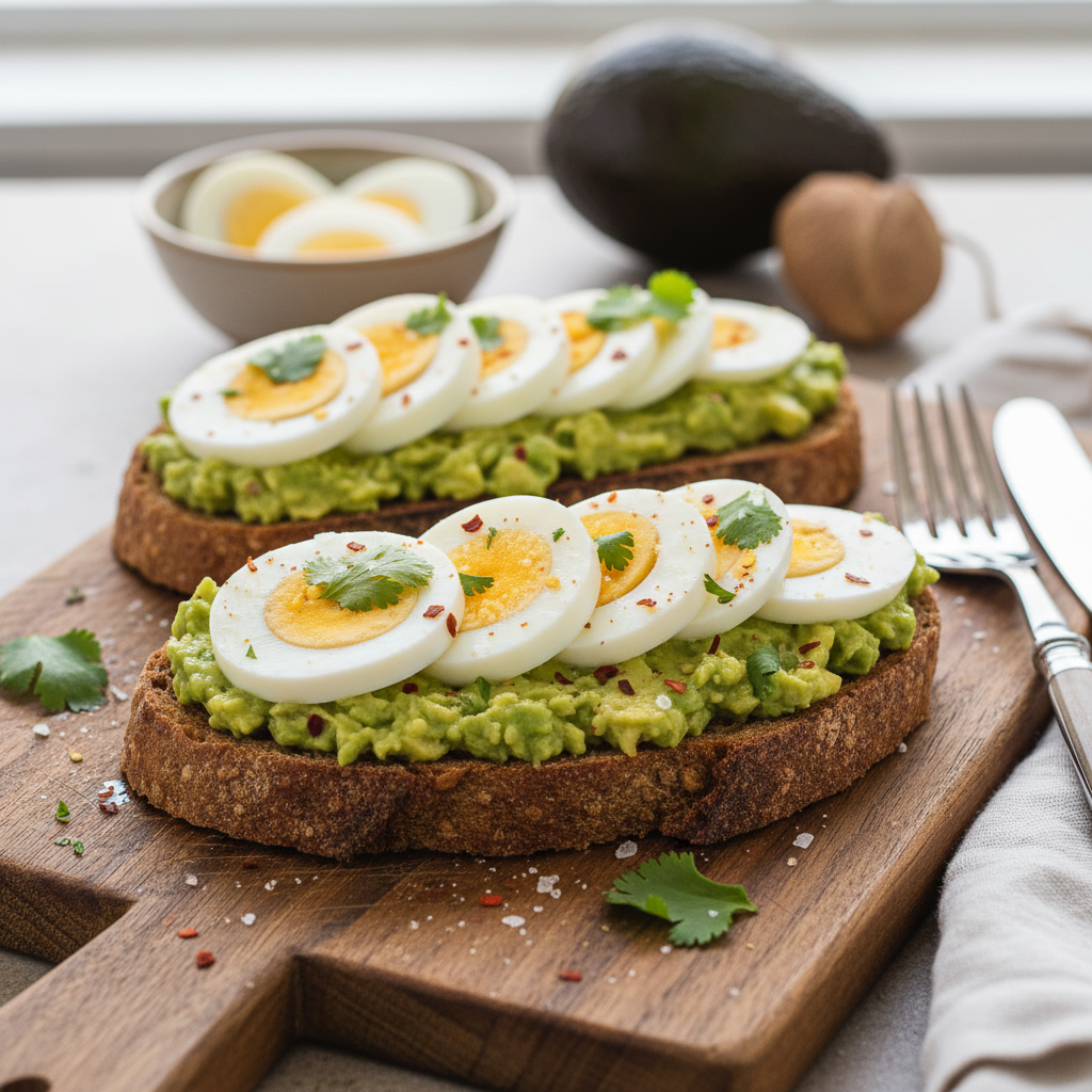 Avocado Toast with Hard-Boiled Egg Slices