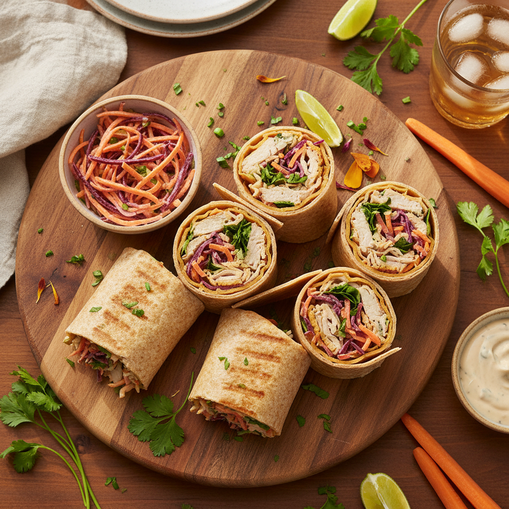 Turkey and Carrot Slaw Wraps with Whole Wheat Tortillas