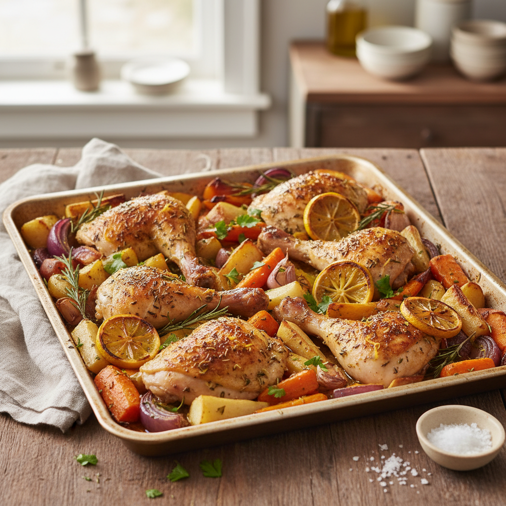 Sheet Pan Lemon Herb Chicken and Roasted Root Vegetables