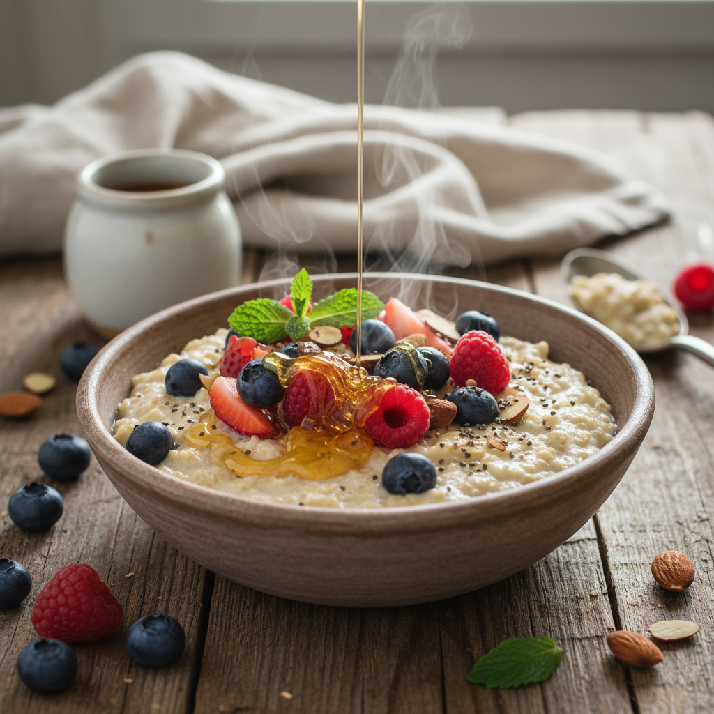 Hearty Oatmeal with Berries and Honey