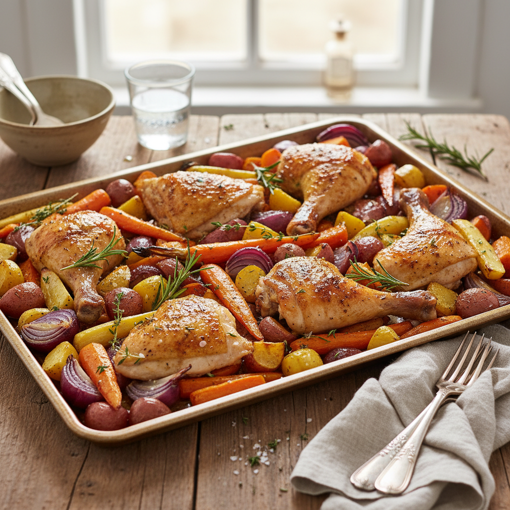 Sheet Pan Roasted Chicken and Root Vegetables