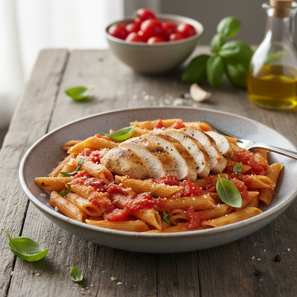 Simple Pasta with Chicken and Fresh Tomato Sauce