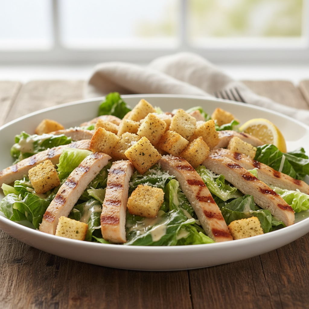Quick Chicken Caesar Salad with Croutons