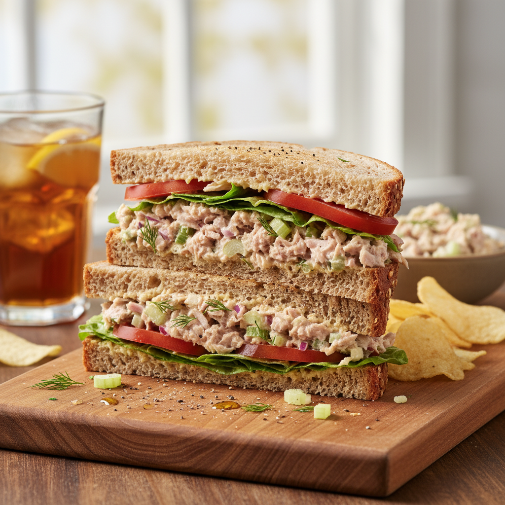 Tuna Salad Sandwich on Whole Wheat Bread