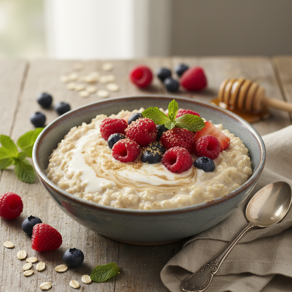Creamy Old-Fashioned Oatmeal with Berries