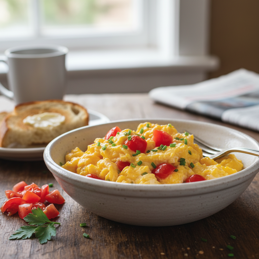 Speedy Scrambled Eggs with Diced Tomatoes