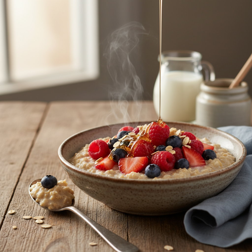 Quick Oatmeal with Berries and Honey
