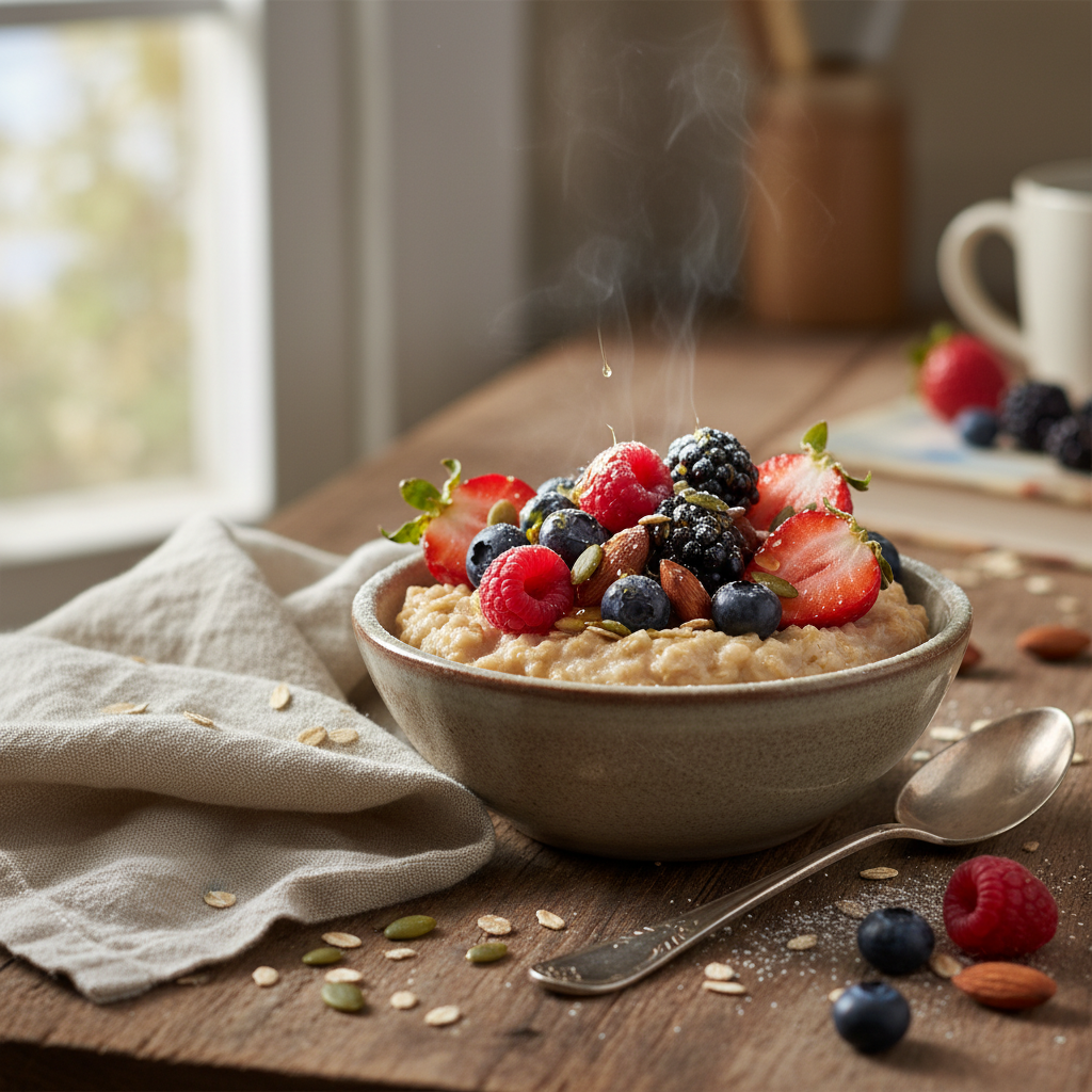Small Bowl of Old Fashioned Oats with Berries