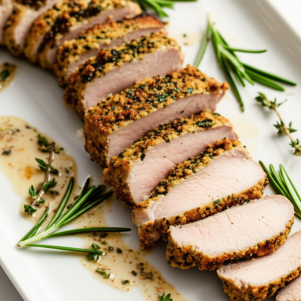 Pan-Seared Pork Tenderloin with Aromatic Herb Crust
