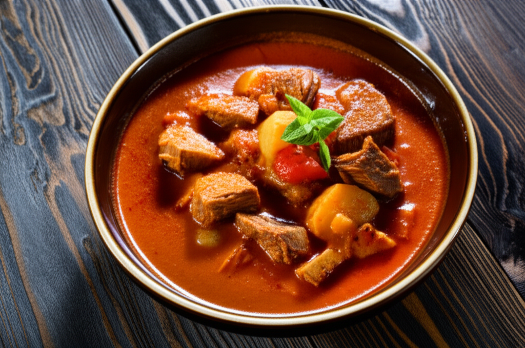 Hearty Hunters Stew with Rich Tomato Broth