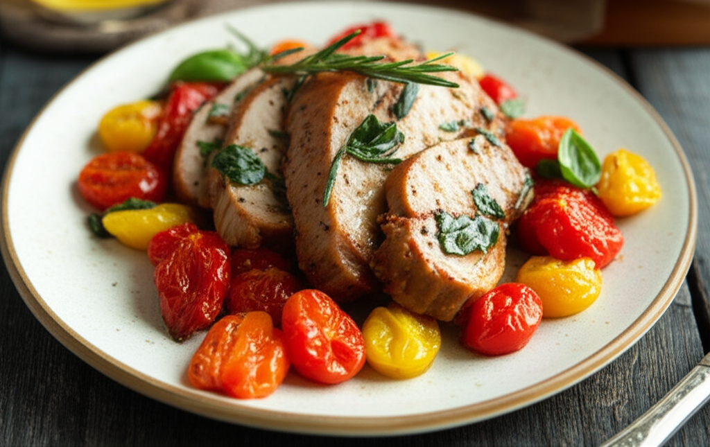 Tuscan Style Pork with Slow Cooked Tomatoes