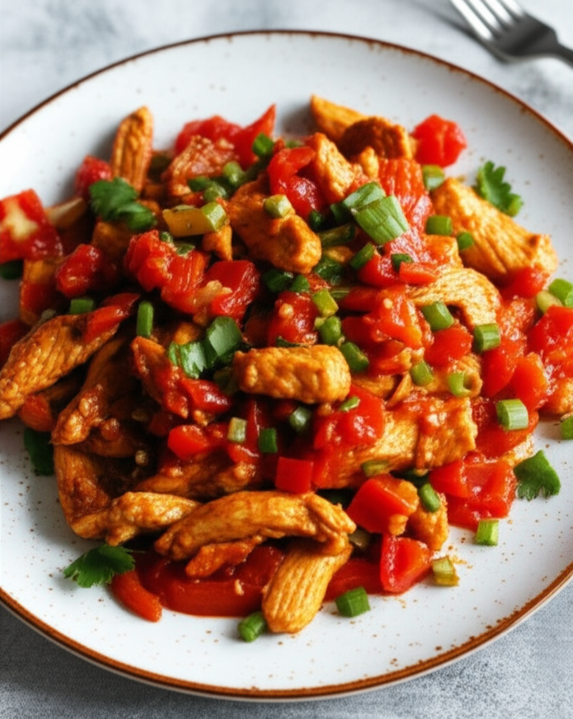 Fiery Chicken and Tomato Stir Fry