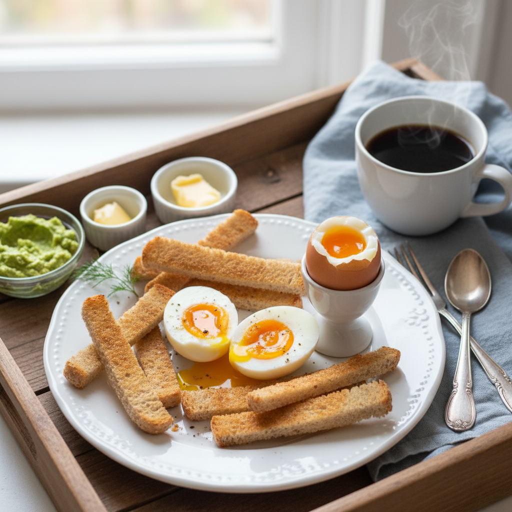 Hard-Boiled Eggs with Whole Wheat Toast Soldiers