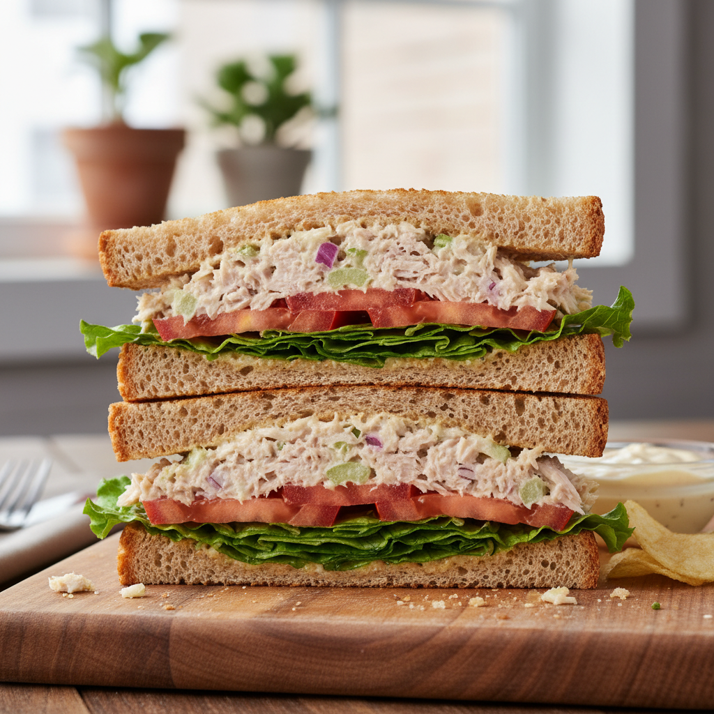 Tuna Salad Sandwich with Lettuce and Tomato