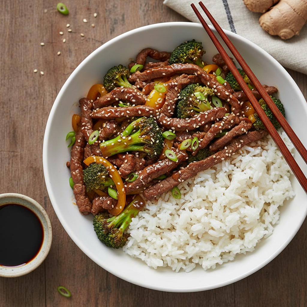 Quick Beef and Broccoli Stir-Fry with Rice