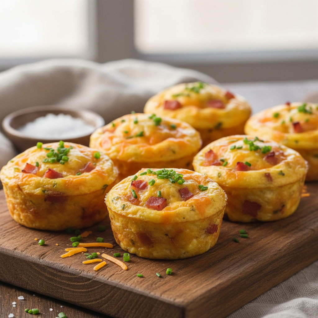 Savory Ham and Cheddar Egg Muffins