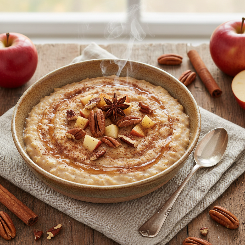 Spiced Apple Cinnamon Oatmeal with Toasted Pecans