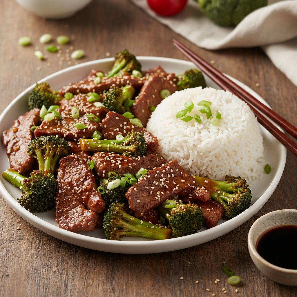 Simple Beef and Broccoli Stir-fry with White Rice