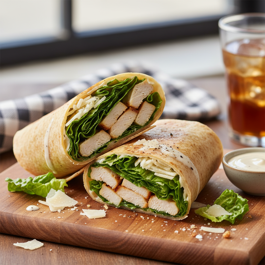 Chicken Caesar Wrap with Romaine and Parmesan