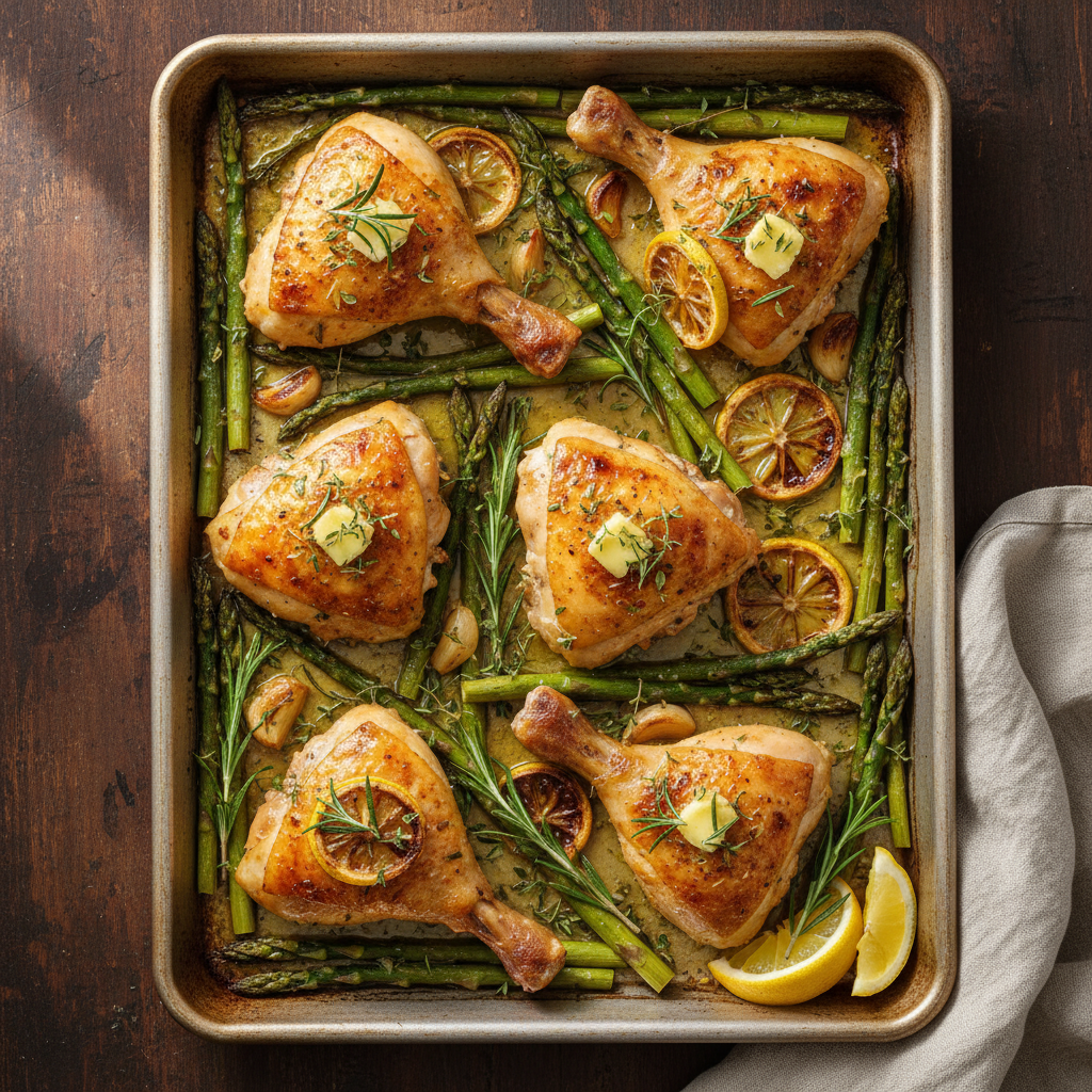 Sheet Pan Lemon Herb Roasted Chicken and Asparagus