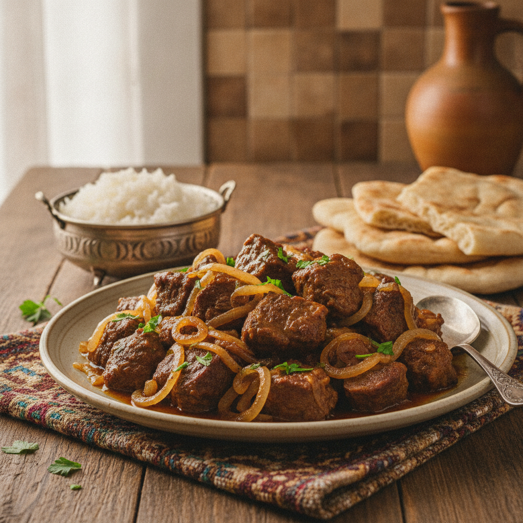 Authentic Egyptian Kabab Hala (Braised Beef with Onions)