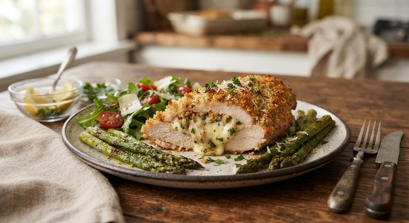 Baked Chicken Breast Stuffed with Romano and Breadcrumbs