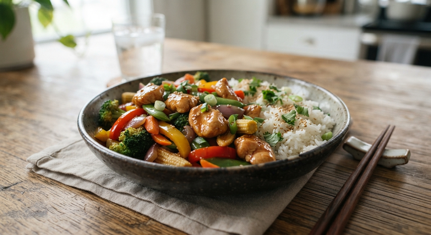 Chicken Breast Stir-fry with Corn Starch Glaze