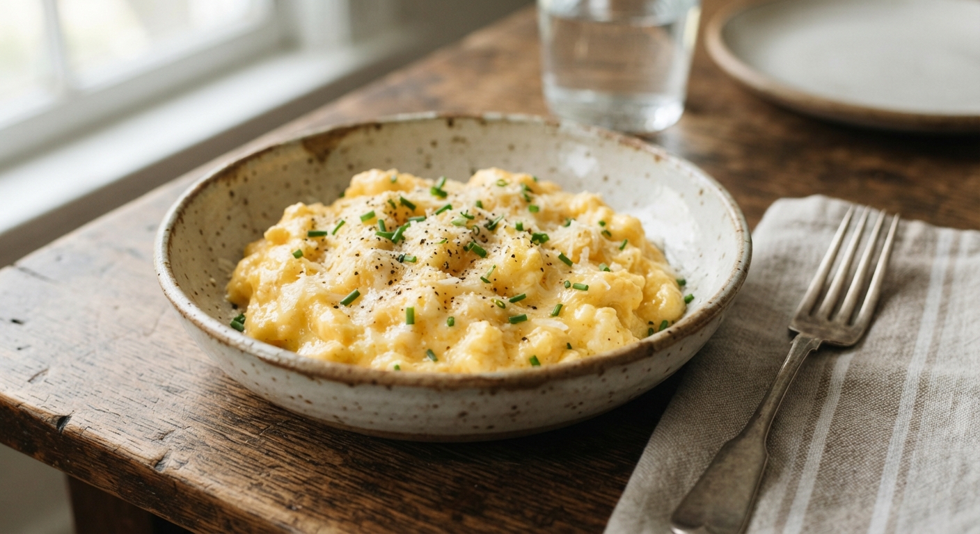 Quick Scrambled Eggs with Romano Cheese
