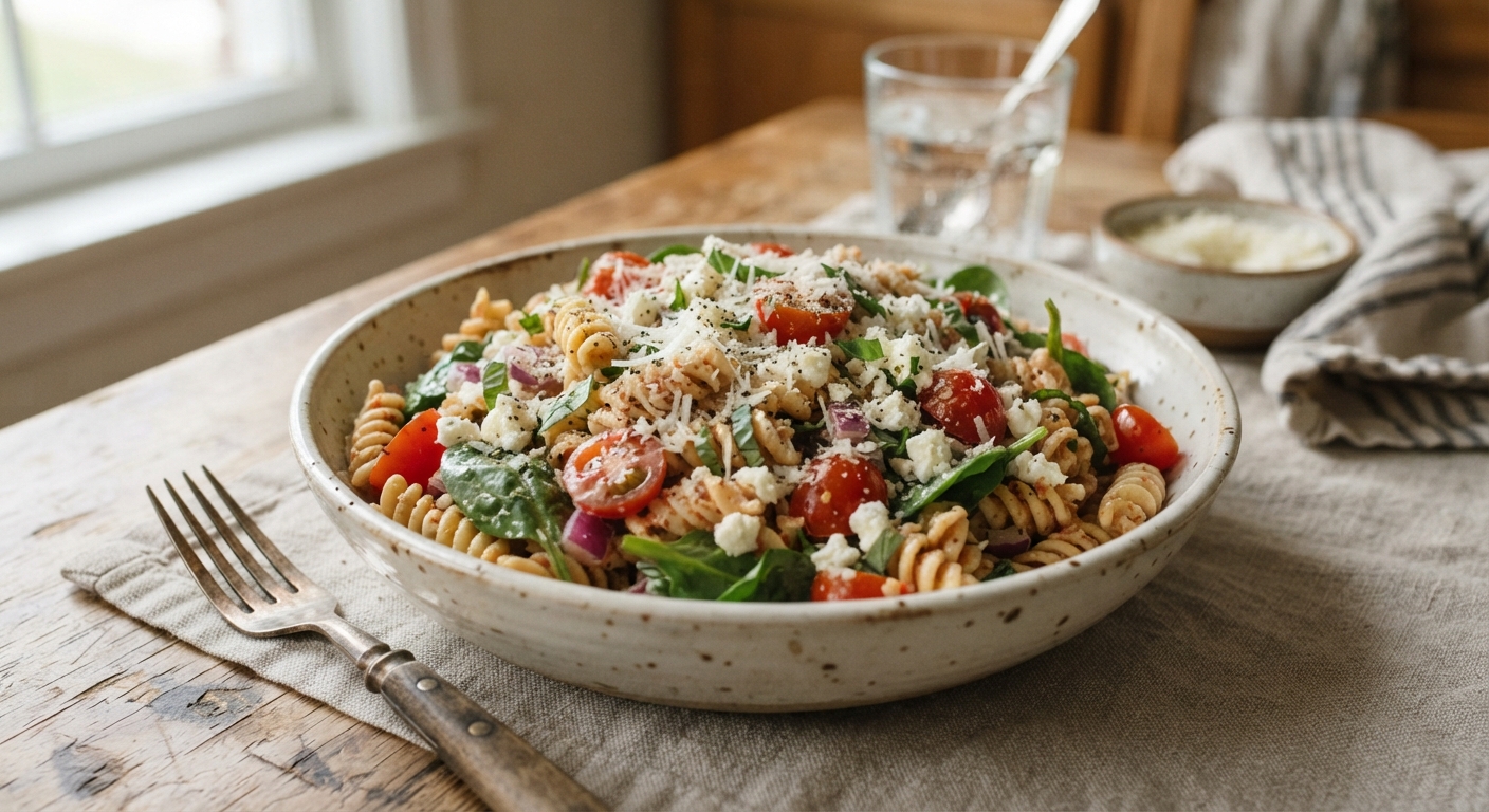 Creamy Tomato Pasta Salad with Romano