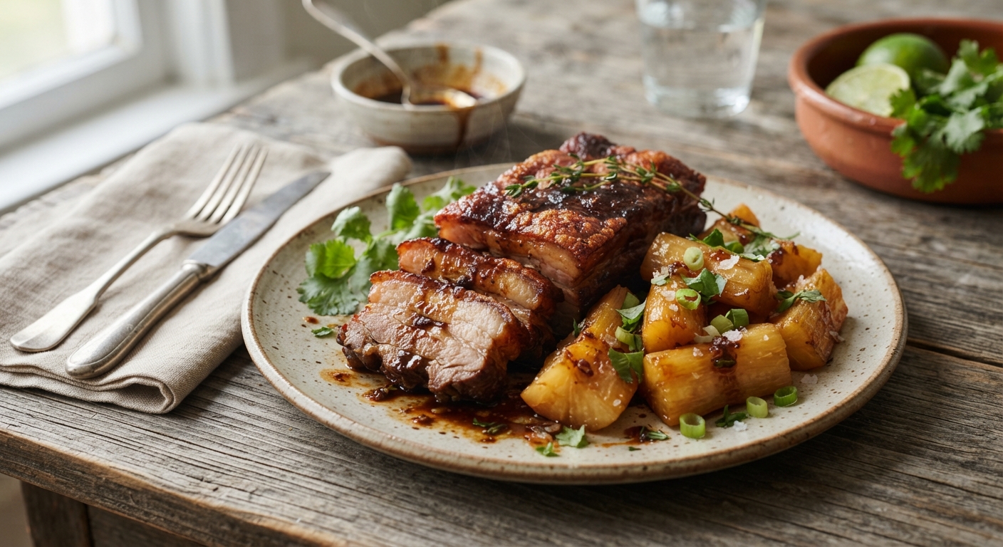 Slow-Cooked Pork Belly with Glazed Yuca